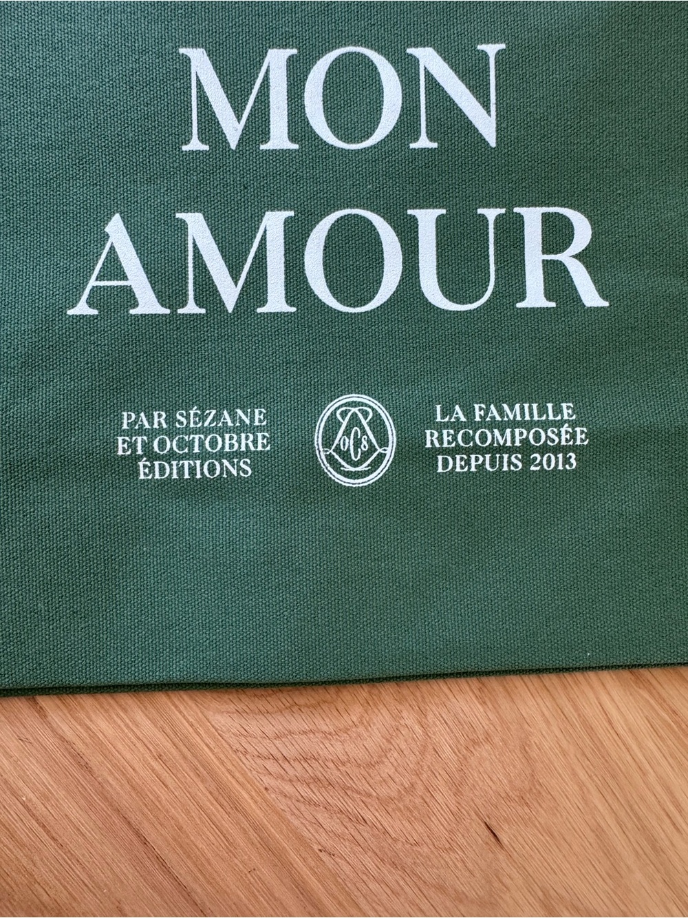 Sezane Green Canvas Tote with 'California Mon Amour' Print, brand new - Picture 4 of 5